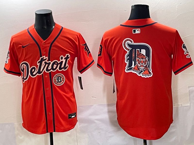 Men 2025 Detroit Tigers Blank Orange Fashion Nike MLB Jersey style 7156